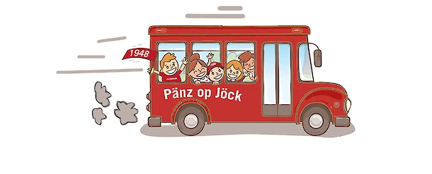 Illustration der Pänz op Jöck für die Auswärtsfahrten des 1. FC Köln mit Kindern